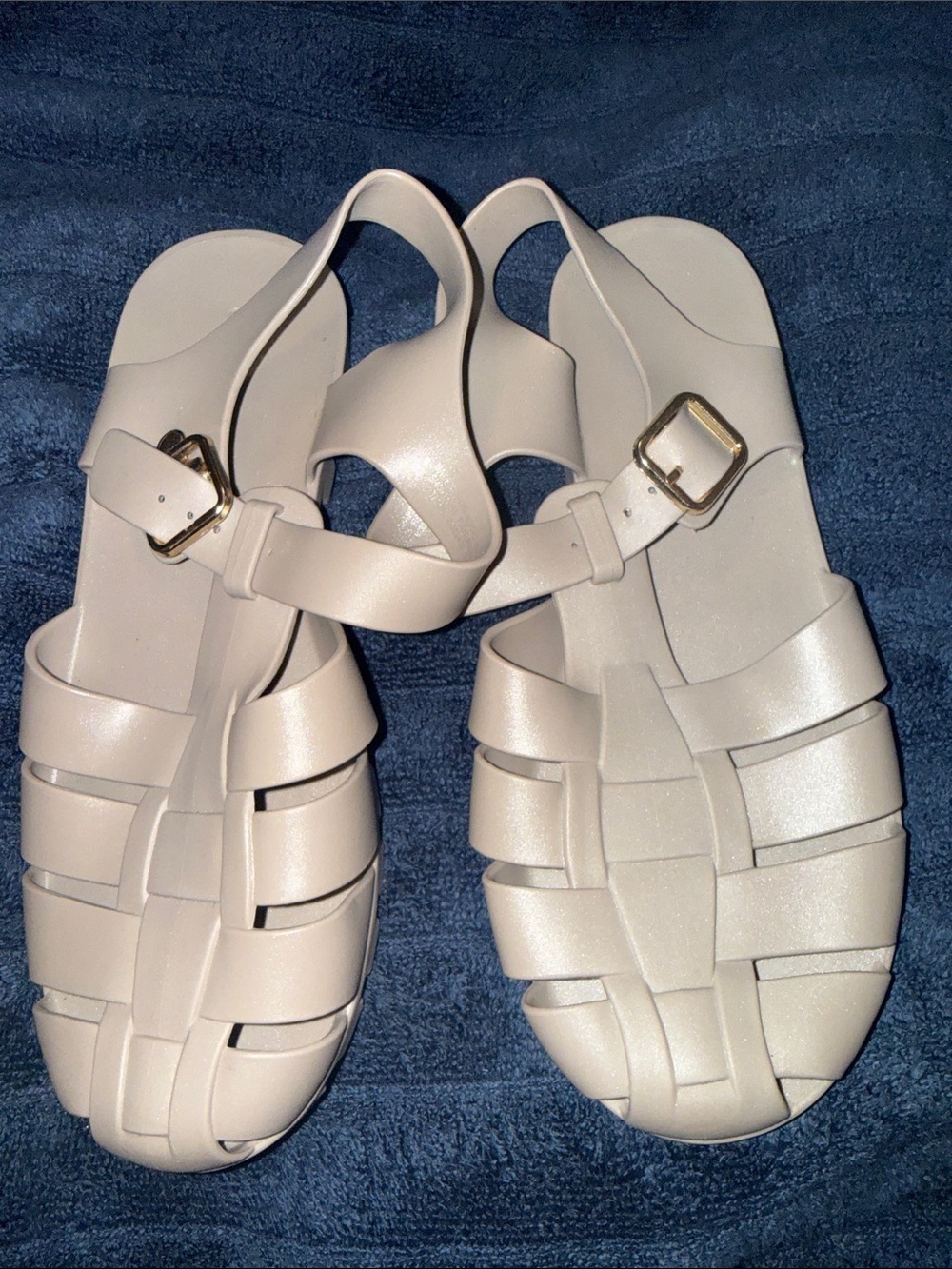 Old Navy Matte Jelly Fisherman Sandals Cream Beige Size 6
